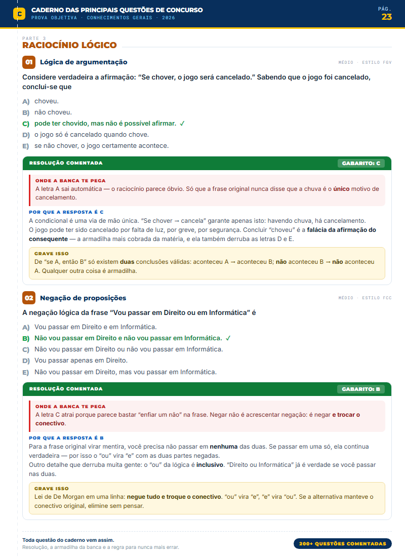 Página do caderno com resolução comentada